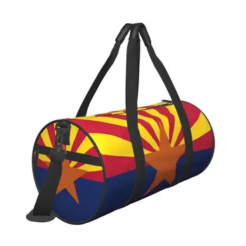 Дорожные сумки с флагом штата Аризона, мужская сумка для фитнеса, цилиндрическая сумка через плечо, Женская большая дорожная сумка-тоут, багажная сумка Изображение 2