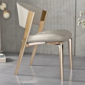 Европейский кухонный обеденный стул Современный роскошный обеденный стул для гостиной Дизайнерский гостиничный металлический интерьер Cadeiras De Jantar Изображение 2