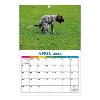 Ежемесячный календарь какающих собак, забавный подвесной календарь размером 11X11 дюймов, открытый, из плотной и прочной бумаги, семейный планировщик и органайзер на каждый день