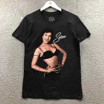 Женская футболка Selena Small S с круглым вырезом и коротким рукавом черного цвета с рисунком в виде вереска