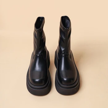 Женские ботильоны на высоком каблуке 7,5 см, весна-осень 2023, новые эластичные короткие ботинки на платформе с толстым дном