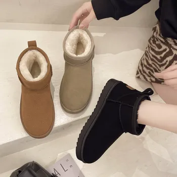 Женские ботинки, новинка 2023 года, женская обувь, Роскошная дизайнерская зимняя обувь на плоской подошве с круглым носком, Модная резина до середины икры, Австралия