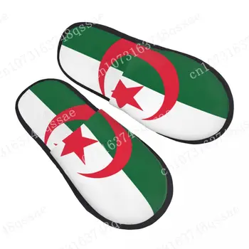 Женские мужские тапочки с флагом Алжира, Пушистые зимние теплые тапочки, домашние тапочки