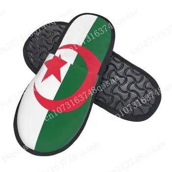 Женские мужские тапочки с флагом Алжира, Пушистые зимние теплые тапочки, домашние тапочки Изображение 2