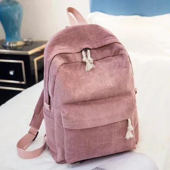 Женский рюкзак Вельветовый дизайн, школьные рюкзаки для девочек-подростков, школьная сумка, Полосатый рюкзак, дорожные сумки Изображение 2