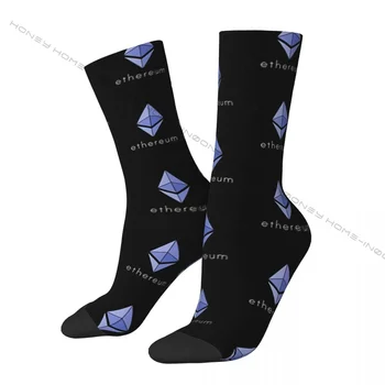 Забавный сумасшедший носок для мужчин Ethereum ETH Хип-хоп Harajuku Crypto Icon С бесшовным рисунком для мальчиков, повседневный подарок для экипажа