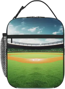 Зеленая бейсбольная сумка для ланча с изоляцией для бейсбольного поля, многоразовая герметичная термосумка-холодильник с боковыми карманами для офиса, поездок на пикник