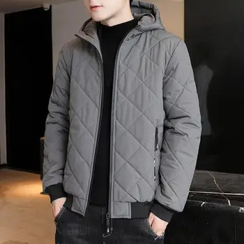 Зимняя верхняя одежда, ветрозащитная зимняя куртка, толстое теплое мужское хлопчатобумажное пальто с капюшоном, карманами на молнии, большим размером для защиты