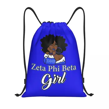 Изготовленная на заказ сумка Zeta Girl на шнурке для покупок, рюкзаки для йоги, женская мужская сумка для женского общества Zeta Phi Beta, спортивная сумка для спортзала.