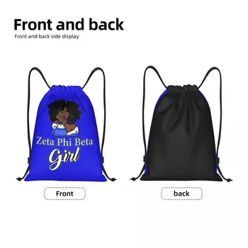 Изготовленная на заказ сумка Zeta Girl на шнурке для покупок, рюкзаки для йоги, женская мужская сумка для женского общества Zeta Phi Beta, спортивная сумка для спортзала. Изображение 2