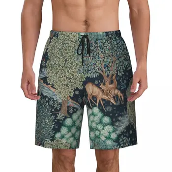 Изготовленные на заказ плавки William Morris Deer, мужские быстросохнущие пляжные шорты, купальные костюмы с текстильным рисунком, пляжные шорты