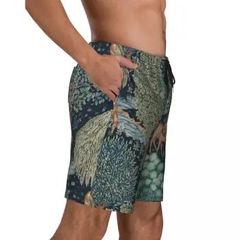 Изготовленные на заказ плавки William Morris Deer, мужские быстросохнущие пляжные шорты, купальные костюмы с текстильным рисунком, пляжные шорты Изображение 2
