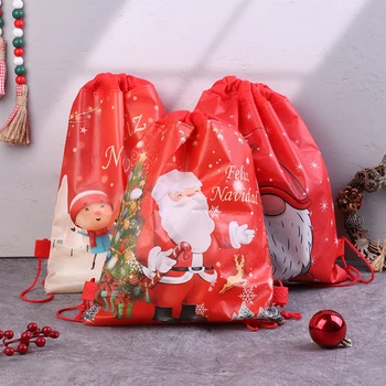 Классический рюкзак из нетканого материала с двусторонним карманом на шнурке в рождественской тематике, принадлежности для дня рождения, мероприятий и вечеринок