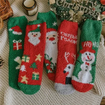 Коралловые бархатные Рождественские носки, Зимние Плюшевые утолщенные теплые Лунные носки для мужчин и женщин, Носки для сна для пар в подарок