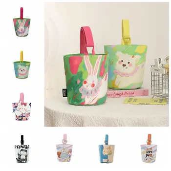 Корейская холщовая сумка-тоут с принтом кролика, кошки, собаки, Большая вместительная сумка для мамы с мультяшным животным, Универсальные пакеты для ланча