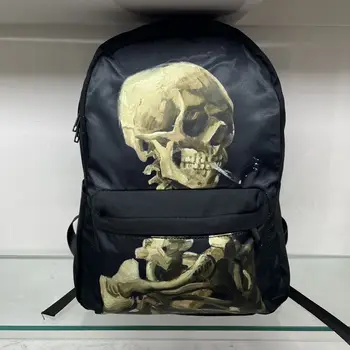 Корейский минималистичный мужской рюкзак с принтом крутого черепа, большой емкости, легкий, Универсальный школьный рюкзак, Компьютерный рюкзак