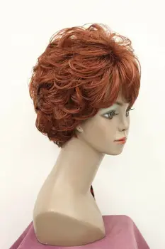 Короткий вьющийся женский парик, женский повседневный парик, оранжево-красные парики для косплея Изображение 2