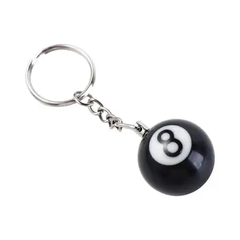 Креативное кольцо для ключей с шариком из смолы, Lucky Black 8, брелок для ключей, аксессуары для сумки, забавный бильярдный брелок № 8, ювелирный подарок