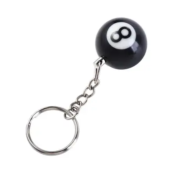 Креативное кольцо для ключей с шариком из смолы, Lucky Black 8, брелок для ключей, аксессуары для сумки, забавный бильярдный брелок № 8, ювелирный подарок Изображение 2