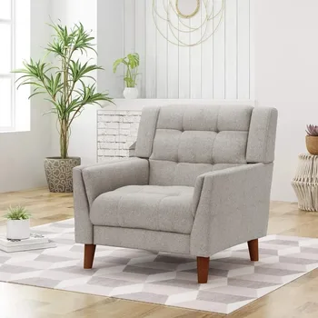 Кресло для отдыха в гостиной Evelyn Кресло из современной ткани середины века Бежевые Стулья Мебель для дома в Скандинавском стиле