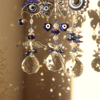 Кристалл, привлекающий внимание, изысканный Уникальный кристалл, Подарочное украшение для окна, Голубой глаз, Завораживающий, сверкающий, Ловящий солнце Подарок Изображение 2