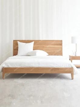 Кровать из массива скандинавского дерева, бревенчатая кровать из современного ясеня, двуспальная кровать в главной спальне Изображение 2