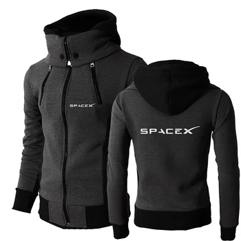 Логотип SpaceX Space X 2023, Мужские Новые Осенне-Зимние Куртки С Принтом, Теплые Ветрозащитные Толстовки На Двойной Молнии, Дизайнерские Пальто с высоким воротом