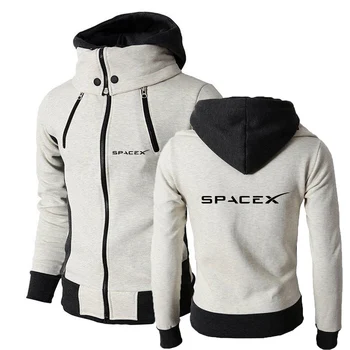Логотип SpaceX Space X 2023, Мужские Новые Осенне-Зимние Куртки С Принтом, Теплые Ветрозащитные Толстовки На Двойной Молнии, Дизайнерские Пальто с высоким воротом Изображение 2