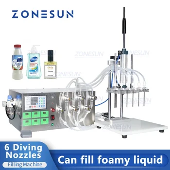Машина для Розлива Жидкости ZONESUN ZS-MP5500D Электрическая с 6 Инъекционными Соплами Магнитный Насос Эфирное Масло Для Приготовления Пищи Косметика Напиток