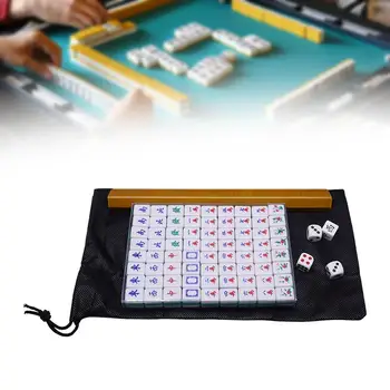 Мини-набор для игры в китайский маджонг, 144 плитки, маджонг с футляром, настольная игра для дома
