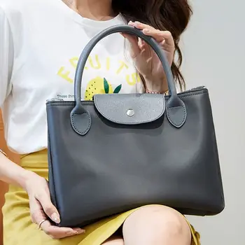 Модная и простая водонепроницаемая сумка-тоут для Женщин - 2024 корейская нейлоновая сумка Через плечо из ткани оксфорд Большой емкости