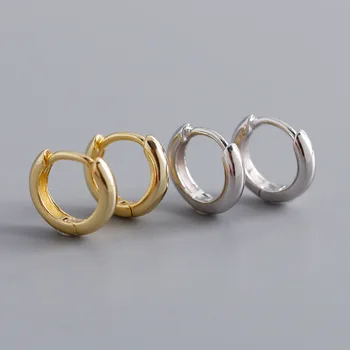 Модные унисекс серебристо-золотого цвета, маленькие серьги-кольца с гладкими кругами, ювелирные изделия для мужчин и женщин