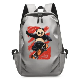 Модный рюкзак для девочек с рисунком забавной панды для скейтбординга, повседневные школьные сумки для женщин, рюкзаки для ноутбуков для мальчиков