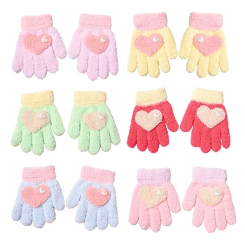 Моющиеся детские зимние перчатки, зимние перчатки с полными пальцами, непромокаемые флисовые перчатки, практичные и модные для мальчиков и девочек H37A