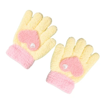 Моющиеся детские зимние перчатки, зимние перчатки с полными пальцами, непромокаемые флисовые перчатки, практичные и модные для мальчиков и девочек H37A Изображение 2
