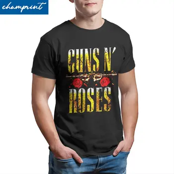 Мужская футболка Lets Rock Guns N Roses В стиле Хип-Хоп, Топы из 100% хлопка Для Отдыха, Футболка С Коротким рукавом и Круглым вырезом, Подарок На День Рождения, Футболка Изображение 2