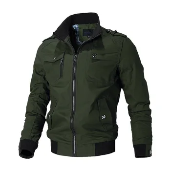 Мужские куртки в стиле милитари, повседневное пальто со стоячим воротником, высококачественные мужские куртки, весенне-осенние пальто, Размер 4XL Изображение 2