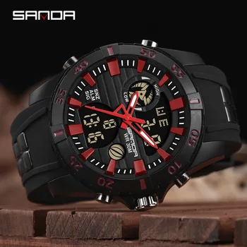 Мужские электронные часы SANDA 791, модные спортивные водонепроницаемые наручные часы с хронографом даты, двойным дисплеем, несколькими цветами.