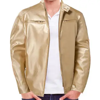 Мужское пальто из искусственной кожи, подростковый воротник-стойка, мужские мотоциклетные кожаные куртки в стиле панк из искусственной кожи на молнии, осенние красивые пальто