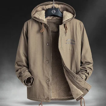 Мужское пальто, легкая мужская одежда с подкладкой, Зимняя мужская Бесплатная доставка, куртка с капюшоном, Винтажная ветровка для кемпинга Изображение 2