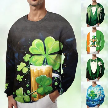 Мужской модный повседневный пуловер с 3D принтом, свитер с капюшоном, мешковатый топ с длинным рукавом