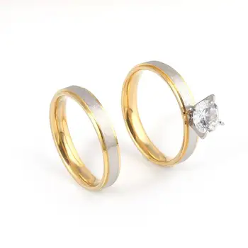 Набор классических обручальных колец для влюбленных золотого цвета из нержавеющей стали, полированные массивные кольца для украшений для помолвки