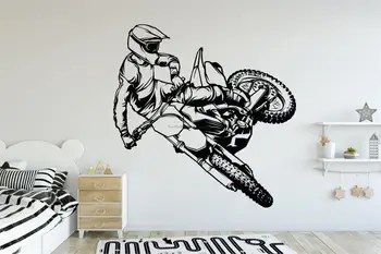 Наклейка на стену мотоцикла, гоночный велосипед, виниловая наклейка, гонки по мотокроссу, Домашняя комната для мальчиков, офис для подростков, двери и окна, фрески в стиле ар-деко, подарки
