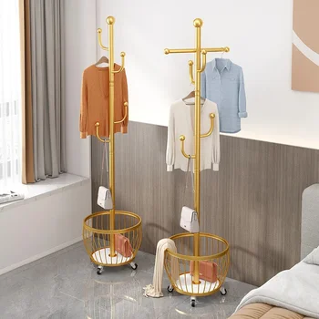 Напольная вешалка для одежды в гостиной, Вертикальная вешалка для хранения одежды Изображение 2