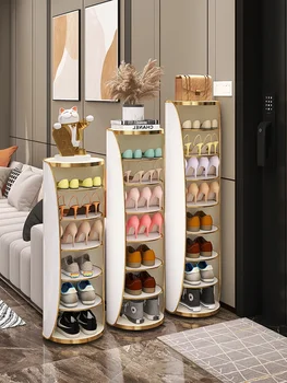 Небольшой встроенный легкий роскошный шкаф для хранения обуви с круглым входом в дом Изображение 2