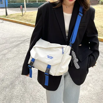 Нейлоновые сумки на одно плечо, женская модная повседневная сумка большой емкости, однотонные школьные сумки через плечо, женская сумка-мессенджер