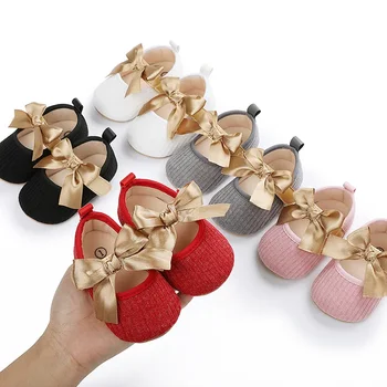 Новая модная удобная детская обувь с бантом для детей 0-1 лет, супер мягкая детская обувь, милая обувь для малышей