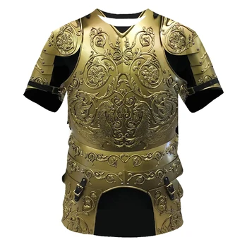 Новая футболка с 3D-принтом средневековых доспехов, мужская повседневная забавная футболка с круглым вырезом и короткими рукавами