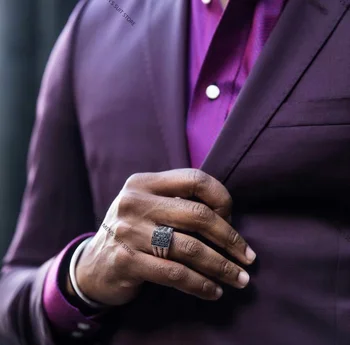 Новое поступление, новейший дизайн, темно-фиолетовый мужской костюм, пальто, куртка, Брюки для свадьбы, сшитые на заказ, костюмы с отворотом, Мужской блейзер, Брюки Изображение 2