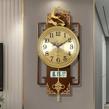 Новые легкие роскошные настенные часы в китайском стиле для гостиной, мода для дома 2023, новые декоративные атмосферные часы без стен Изображение 2